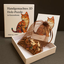 Lade das Bild in den Galerie-Viewer, Handgemachtes 3D Holz-Puzzle in Katzenform