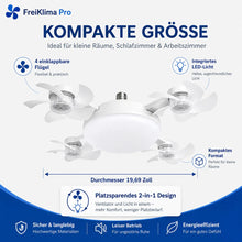 Lade das Bild in den Galerie-Viewer, FreiKlima Pro Klimaventilator 2in1 – 4-Flügel einklappbarer Deckenventilator mit Kühlfunktion, Licht & Fernbedienung