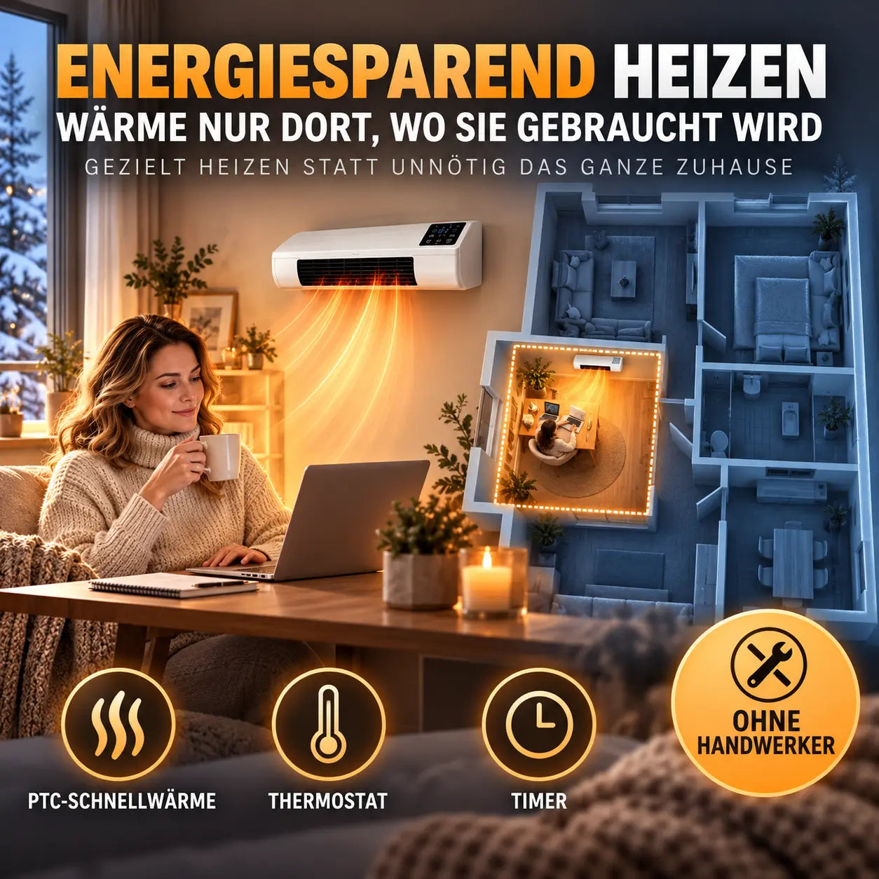 FreiKlima Pro – Condizionatore portatile e riscaldamento senza installazione | 2-in-1 | Fino a 51 m²