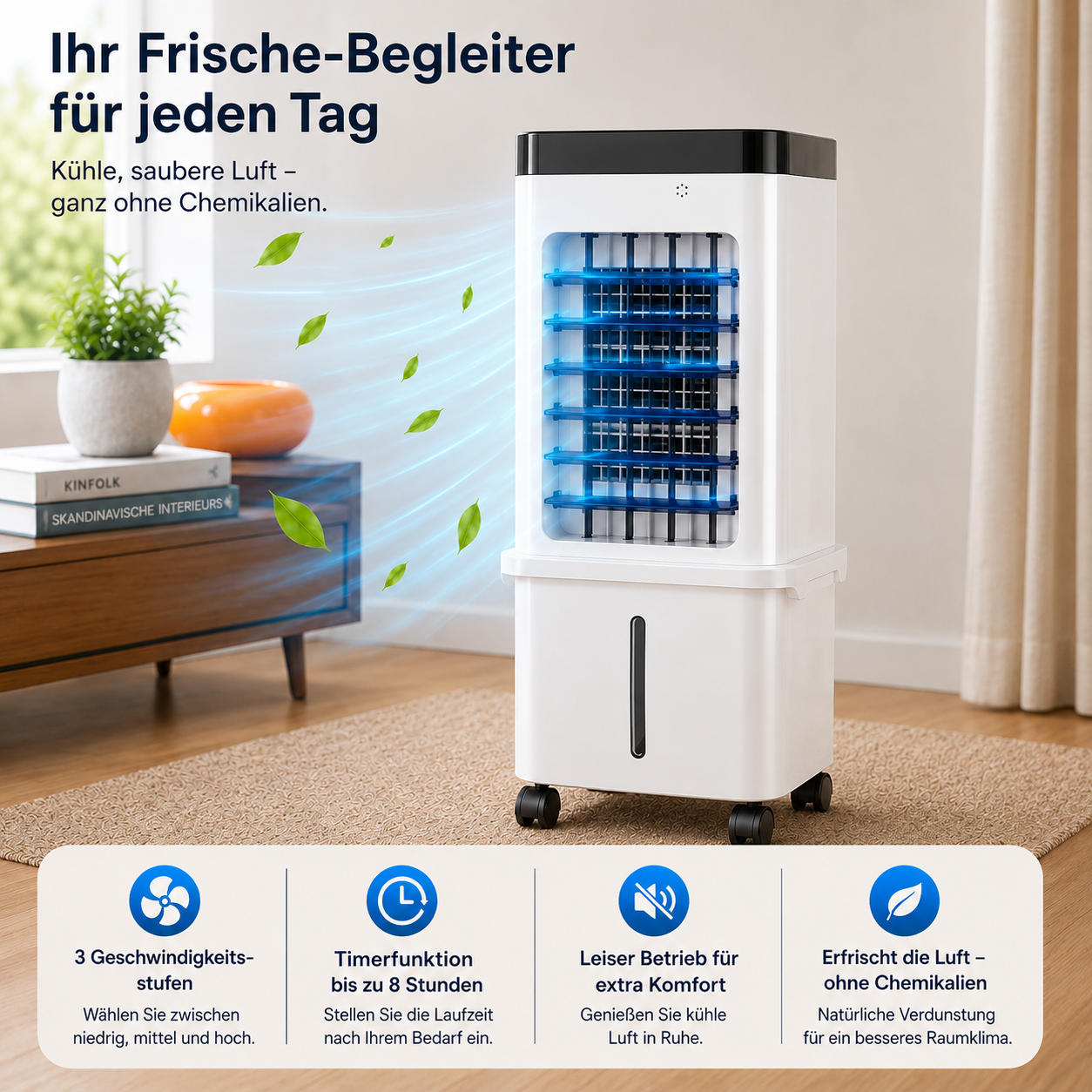 KlimaFresh – Mobiler Luftkühler – Keine Installation erforderlich | Kühlt bis zu 50 m²